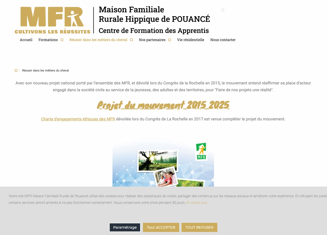 Ancien site internet de la MFR Hippique sous Joomla